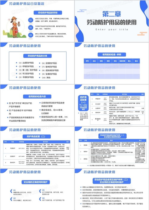 蓝色扁平劳动防护用品使用和管理培训通用ppt模板下载 熊猫办公