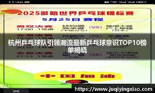 杭州乒乓球队引领潮流最新乒乓球意识TOP10榜单揭晓